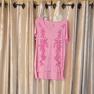 Just My Size Pink Floral Short Sleeve Top